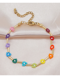 Fashion Mi-b200573a Colorful Rice Bead Braided Flower Bracelet