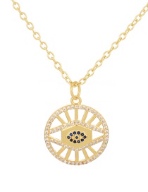 Fashion Gold-5 Bronze Zirconium Irregular Eye Pendant Necklace