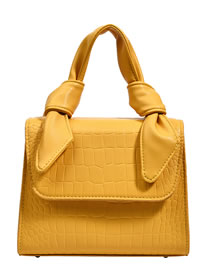 Fashion Yellow Pu Head Pattern Flap Messenger Bag
