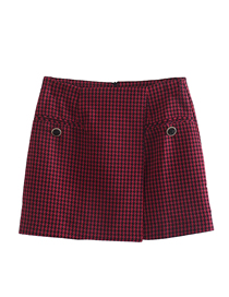 Fashion Red Box Houndstooth Skirt