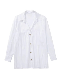 Fashion White Cotton Buttoned Lapel Shirt