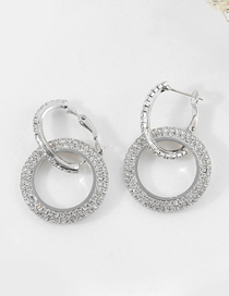 Fashion Silver Color Geometric Diamond Round Ear Roll