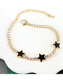 Fashion Black/white Zirconium Bronze Zirconium Drop Oil Pentagram Chain Bracelet