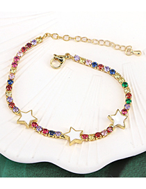 Fashion White/color Zirconium Bronze Zirconium Drop Oil Pentagram Chain Bracelet