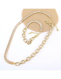 Fashion Suit Bronze Zirconium Stitching Chain Bracelet Necklace Set