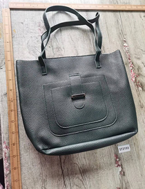 Fashion Black Pu Lychee Pattern Large Capacity Shoulder Bag
