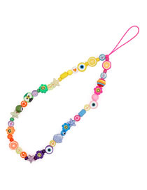 Fashion Color Soft Pottery Smiley Star Shell Glass Round Eyes Mobile Phone Strap