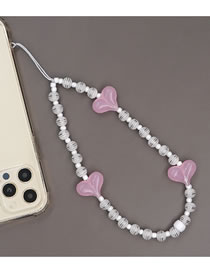 Fashion Qt-k210174f Acrylic Striped Beaded Heart Phone Chain