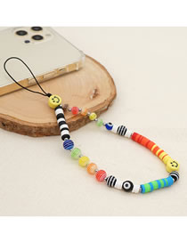Fashion Qt-k210028a Colorful Striped Beaded Beaded Ceramic Phone Strap