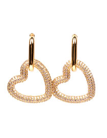 Fashion A-white Zirconium Heart Shape Copper Inlaid Zirconium Heart Stud Earrings