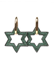 Fashion B-green Spinel Star Brass Set Zirconium Star Stud Earrings