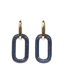 Fashion C-blue Spinel Oval Brass Inset Zirconium Round Stud Earrings