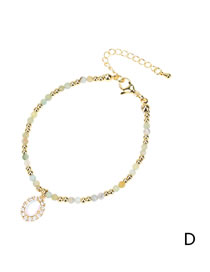 Fashion Br1256-d Geometric Diamond Crystal Pendant Gold Beaded Bracelet