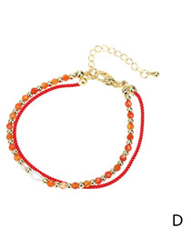 Fashion Br1263-d Milanese Cord Braided Colorful Beaded Double Bracelet