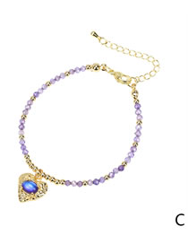 Fashion Br1257-c Bronze Crystal Heart Beaded Bracelet