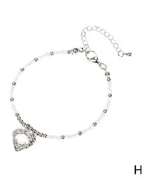 Fashion Br1257-h Bronze Crystal Heart Beaded Bracelet