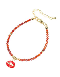 Fashion Lips Brass Plated Faceted Beaded Oil Lip Bracelet