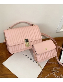Fashion Pink Spiraea Solid Color Flip Buckle Messenger Bag