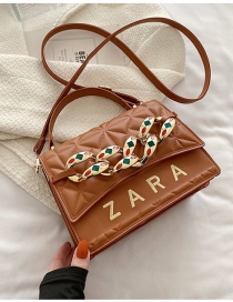 Fashion Brown Spiraea Lingge Chain Messenger Bag