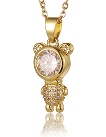 Fashion Bear Copper Gold-plated Diamond Pizza Necklace