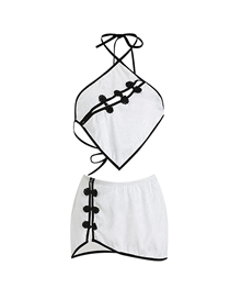 Fashion White Cutout Hanging Neck Underwear Set