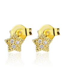 Fashion Gold Plated Trumpet Copper Gold-plated Diamond Star Ear