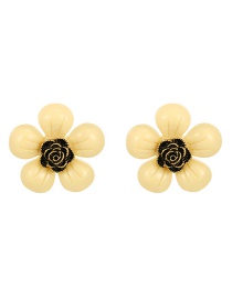 Fashion Light Yellow Alloy Resin Flower Earrings