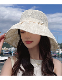 Fashion Beige Pearl Lace Fisherman Hat