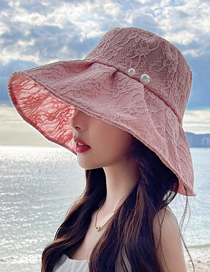 Fashion Pink Pearl Lace Fisherman Hat