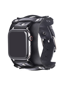 Fashion 38 / 40mm- Black Smart Watch Leather Strap