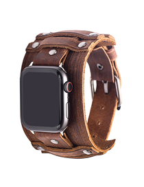 Fashion 42 / 44mm- Brown Smart Watch Leather Strap