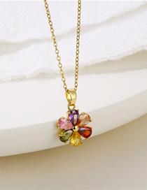 Fashion Gold Titanium Diamond Flower Necklace