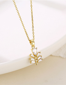 Fashion Gold Titanium Steel Inlaid Zirconia Fir Necklace