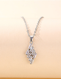 Fashion Tl30 (with Chain) Titanium Steel Set Zirconia Trapezoid Necklace