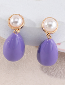 Fashion Purple Resin Water Drip Earrings