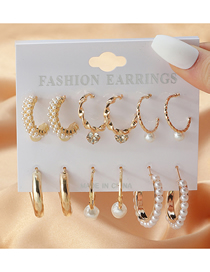 Fashion Gold Metal Geometric Pearl C-shaped Ear Row