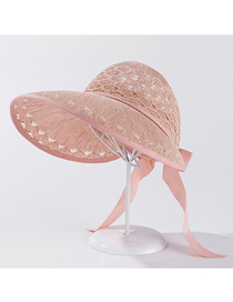 Fashion Pink Linen Knitting Hollow Butterfly Tape Cap