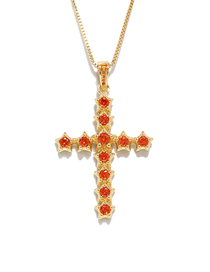 Fashion Orange Bronze Zirconium Cross Necklace