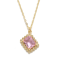 Fashion Pink Bronze Zirconium Geometric Necklace
