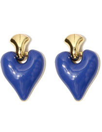 Fashion Blue Copper Drop Oil Love Stud Earrings