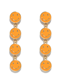 Fashion Orange Copper Drop Oil Smiley Earrings