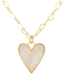 Fashion Golden-2 Copper Inlaid Zirconium Shell Love Necklace