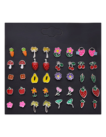 Fashion Color Alloy Strawberry Mushroom Flower Geometric Earrings Set