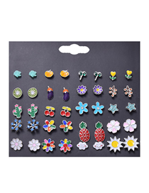 Fashion Color Alloy Flowers Cherry Eggbook Earrings Set