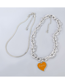 Fashion Orange Alloy Drop Oil Love Snake Bone Chain Double Layer Necklace
