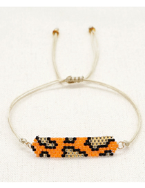 Fashion Beige Rice Bead Woven Leopard Bracelet
