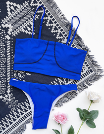 Fashion Blue Nylon Split Swimsuit