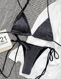 Fashion Grey Nylon Halterneck Lace-up Swimsuit
