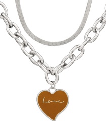 Fashion Khaki Alloy Drop Oil Letter Love Chain Double Layer Necklace