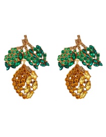 Fashion Turmeric Alloy Diamond Fruit Stud Earrings